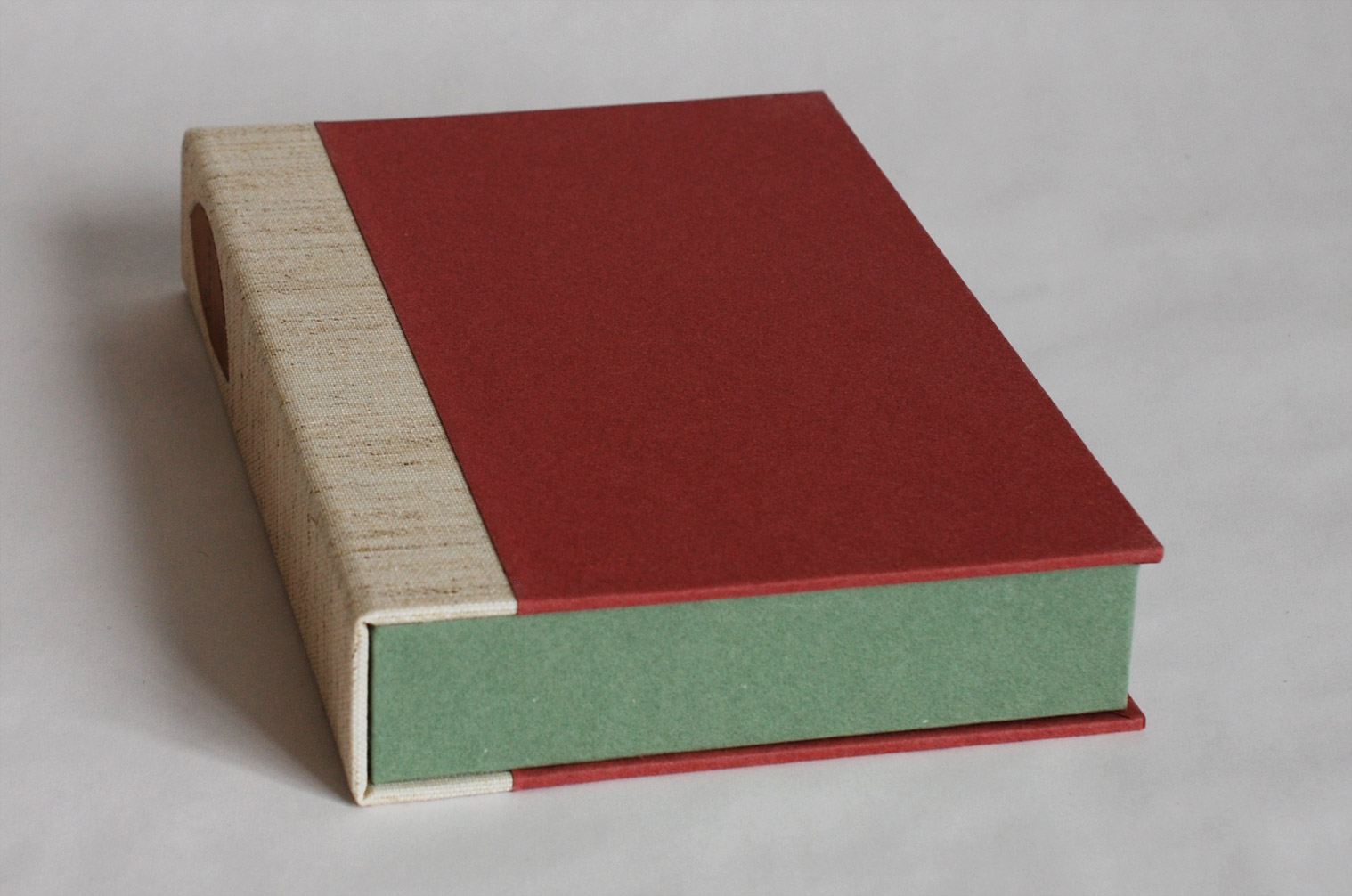 Box edge of An Alphabet binding on a white table.