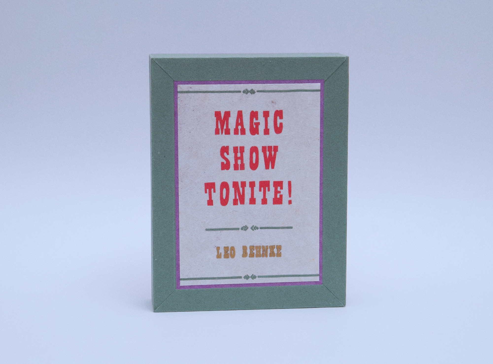 Box front cover of Magic Show Tonite binding on a white table.