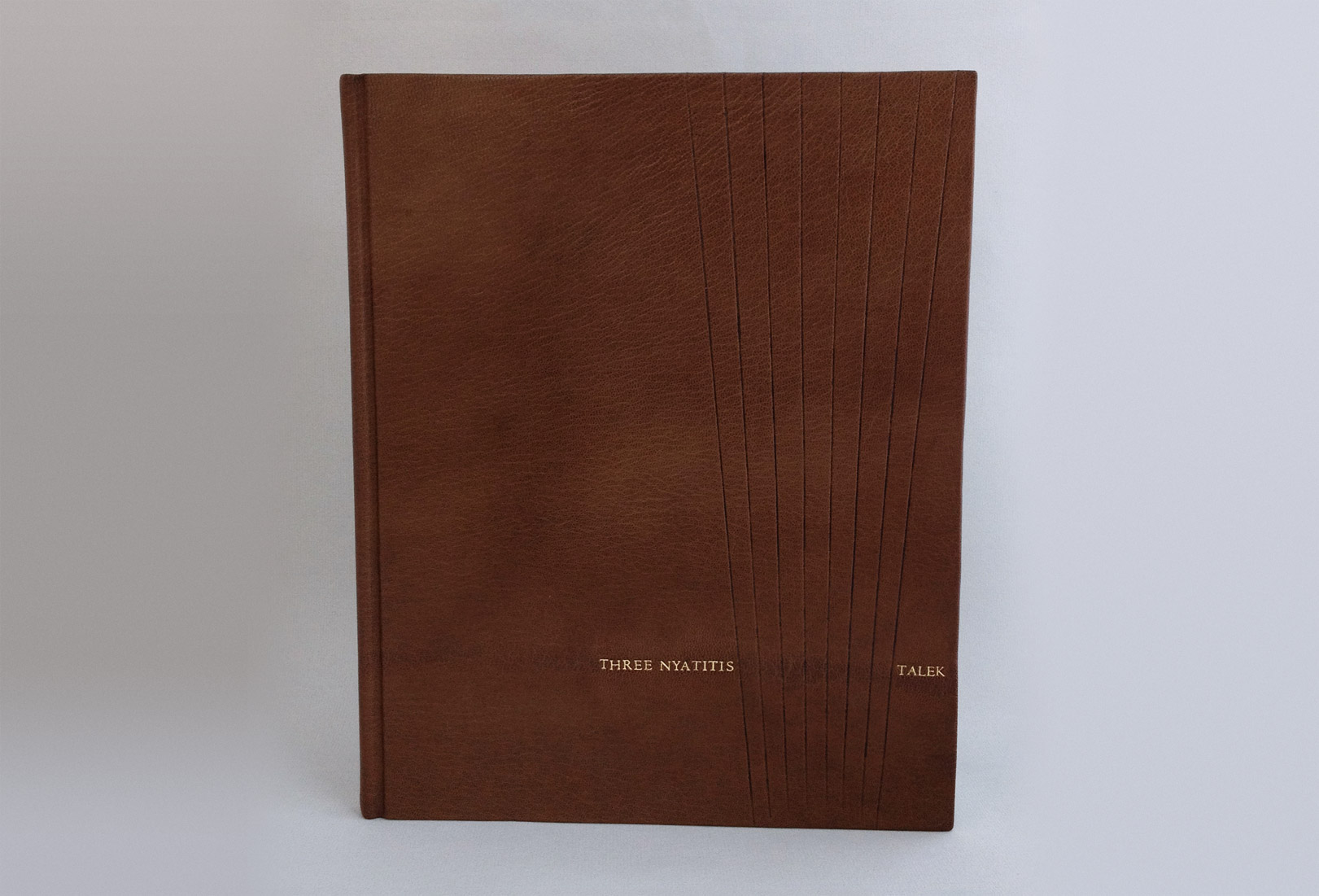 Front cover of Three Nyatitis And Talek binding on a white table.